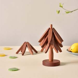 Ensemble de dessous-de-plat pliants en forme d'arbre pour cuisine, dessous-de-plat en bois en forme d'arbre, dessous-de-plat en bois pour plats chauds - Product Image 6