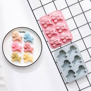 Moule à gâteau en silicone antiadhésif à 6 cavités motif mouton, réutilisable de qualité alimentaire, mignon, magnétique, pour chocolat, bonbons et glaçons DIY - Product Image 4