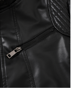 नई शैली चमड़े की जैकेट-यूरोपीय स्प्रिंट पतली मोटरसाइकिल पोशाक, यूरोपीय आकार चमड़े के कोट, लघु शैली की महिला जैकेट - Product Image 4