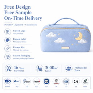 Borsa Cosmetica in Velluto con Ricamo a Tartaruga, Organizer Portatile per Trucchi da Viaggio, Astuccio con Cerniera per Articoli da Toeletta - Product Image 1
