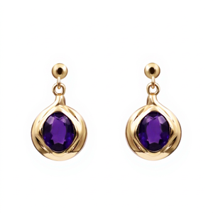 ต่างหูทองคำ 10K รุ่นคลาสสิก Tianyu Gems ประดับด้วยอเมทิสต์ทรงหยดน้ำสีม่วง สำหรับผู้หญิง สวมใส่ได้ทุกวัน - Product Image 1