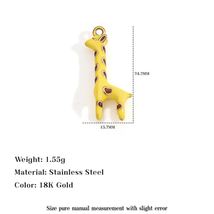 Ciondoli a Forma di Giraffa e Fotocamera all'Ingrosso, Placcati in Oro 18K, Acciaio Inossidabile, Smalto a Forma di Cuore, Tazza di Caffè di Parigi, <span class=keywords><strong>Charm</strong></span> Fai-da-Te per Creazione di Gioielli - Product Image 6