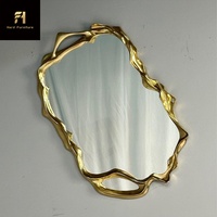 Miroir sur pied de luxe italien doré, décor artistique irrégulier, miroir mural créatif français, personnalisable pour hôtel