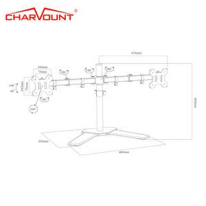 Charmount Pole Desktop 10-32 Inch <strong>Monitor</strong> Dual <strong>Arm</strong> 360 Swivel <strong>Computer</strong> <strong>LCD</strong> Wall Mount for Screens - Product Image 2