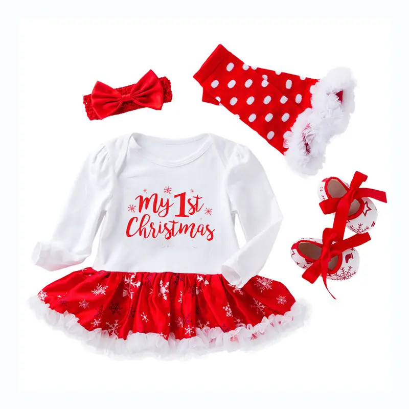 Christmas Baby Girls Clothes Santa Reindeer Christmas Tree Design Baby Romper With Skirt 2020 MFCG-026