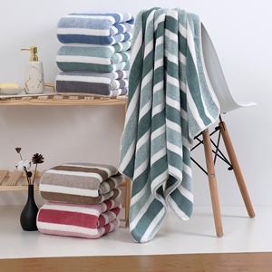 2026 Coral Fleece 70*140cm Thickened Wide Striped <b>Bath</b> & Beach <b>Towel</b> for Adult - Product Image 1