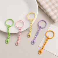Porte-clés tendance multicolore, anneaux ronds avec fermoir chaîne pour breloques de sac DIY, accessoires de porte-clés et cordons