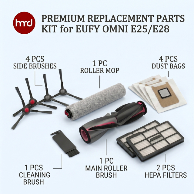 13pcs Replacement Accessory Kit for EUFY E28/E25 Omni HEPA Main Roller Brush Side Brush Roller Mop Filter Dust Bag Parts