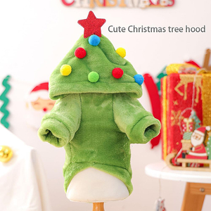 V321 Großhandel Maßgefertigte Warme Fleece-Weihnachtsmann-Haustier-Hoodies Kostüm Welpenkleidung Hunde-Weihnachtsoutfits für Winterferien - Product Image 4
