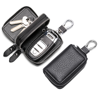 Porte-clés en cuir Pu porte-clés de voiture avec 2 poches à fermeture éclair porte-monnaie personnalisé petit portefeuille