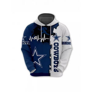 Hoodie Sweatshirt Lengan Panjang Kerah Tinggi Bahan Polyester Motif Sepak Bola Amerika dengan Cetak Digital, Produk Ekspor Laris - Product Image 4