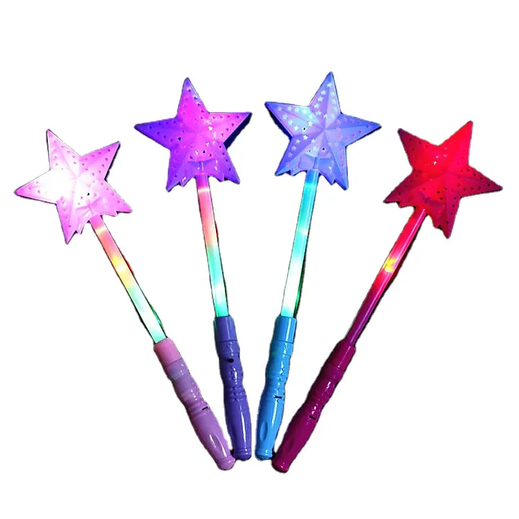 Plastic LED Flashing Glow Stick Wand Five pointed Star Fairy Wand Kids Toy Star flashing sticks light up toys for kids