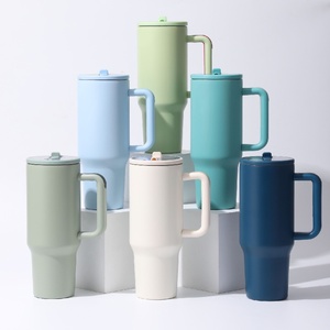 Portable 40oz Insulated Tumbler <b>with</b> Collapsible <b>Straw</b> Ergonomic Handle BPA Free Stainless Steel Travel Cup for Business Gifts O - Product Image 1