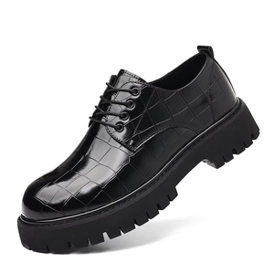 Chaussures en PU pour hommes à semelle épaisse, rehaussantes, motif écossais, à lacets, semelle extérieure en caoutchouc, printemps-automne - Product Image 2