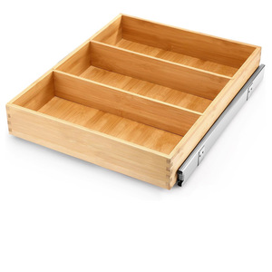 Bamboo <b>Drawer</b> Organizer Rectangular Multi Compartment Kitchen Spice Storage <b>Sliding</b> Tray - Product Image 1