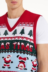 FNJIA Custom <strong>Men's</strong> Oversize Pullover Jumper Fall Jacquard Christmas Print Knitted Sweater Casual Style for <strong>Holiday</strong> <strong>Vest</strong> - Product Image 4