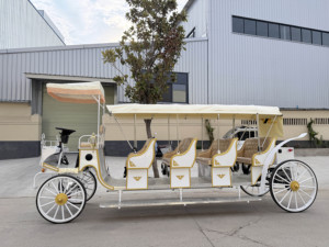 Carroza Eléctrica Personalizada de 4 Ruedas para Eventos Especiales, Limusina Turística Blanca de 4 Filas con Capacidad para 12 Personas - Product Image 2