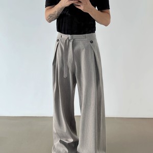 <span class=keywords><strong>Pantaloni</strong></span> Larghi Casual da <span class=keywords><strong>Uomo</strong></span> in <span class=keywords><strong>Lino</strong></span>, Stile Americano Retrò, Linea A, Vita Media, Plissettati, Dritti e Drappeggiati - Product Image 1