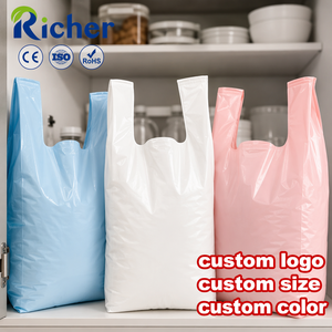 <b>Compostable</b> PLA PBAT T-Shirt <b>Bags</b> Eco Vest Handle Sustainable Shopping Bulk Container Supply Green Retail Chain - Product Image 1