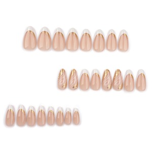 <span class=keywords><strong>Uñas</strong></span> Postizas Cortas Almendradas Blancas Francesas Clásicas <span class=keywords><strong>con</strong></span> <span class=keywords><strong>Purpurina</strong></span> Dorada Simple, 24 Piezas, 3518, Personalizables - Product Image 2