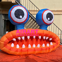 Monstre gonflable géant de dessin animé, décoration de monstre gonflable jaune pour les décorations de bâtiments commerciaux