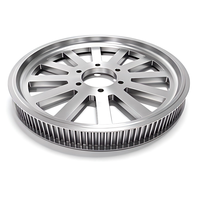Pulley Timing HTD 8M 118T Aluminium Warna Natural Anodized Custom Bore Keyway Lebar Sabuk 8-40mm untuk Transmisi Otomatisasi OEM