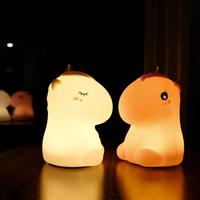 Veilleuse mignonne en silicone licorne, interrupteur, 7 couleurs changeantes, mini lampe LED rechargeable portable pour enfants, bébés, chambre à coucher, crèche