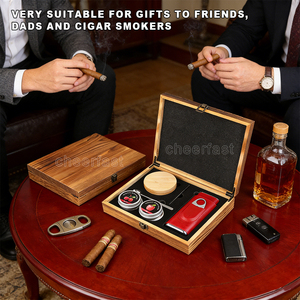 Étui à cigares de luxe avec ensemble fumeur de whisky et étui de voyage pour cigares, copeaux de bois, ensemble fumeur de cheminée en bois pour cocktails, pour cadeaux d'affaires - Product Image 6