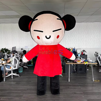 Costume de mascotte gonflable de poupée chinoise porte-bonheur de 2 m, costume de mascotte en fourrure de fille chinoise gonflable pour célébrer le Nouvel An chinois