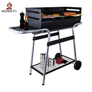 Barbecue au charbon de bois Hongyi, grand modèle, 130x52x110cm, avec chariot, coupe-vent, pour extérieur, maison, patio, pique-nique - Product Image 4