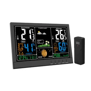 Indoor Household Outdoor Temperature Humidity RCC Digital Display Moon Phase Weather Station Wireless Wall <strong>Clock</strong> with Sensor - Product Image 1