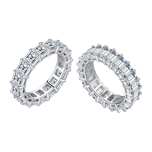 Anillos de Eternidad de Plata 925 con Baño de Rodio, Corte Baguette, Engaste de Diamantes en Canal, Estilo Clásico, Joyería de Boda Unisex - Product Image 4