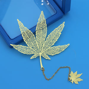 Segnalibri stile squisito regalo acero Ginkgo <span class=keywords><strong>trifoglio</strong></span> ottone metallo europeo segnalibro metallo acciaio personalizzato Logo placcato in oro - Product Image 3