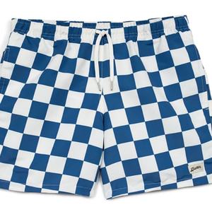 CUSTOM DESIGNER SWIMMING <b>SHORTS</b> BLUE CHECKERBOARD <b>SWIM</b> <b>TRUNK</b> <b>BOARD</b> <b>SHORTS</b> for MEN - Product Image 1
