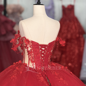 <b>Red</b> Ball Gown Wedding Dress Plus Size Bridal Gown Dy20259-2 - Product Image 3