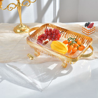 Chauffe-plat de buffet en verre de luxe en or/acier inoxydable 2,0 L, réchaud de buffet portable pour le stockage des aliments
