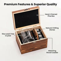 Coffret Cadeau Whisky Personnalisé avec Logo : Verre à Whisky 10 oz à Base Lourde et Pierres Refroidissantes, Sous Verre Réutilisable en Bois, dans Boîte en Bois – Cadeau d'Entreprise