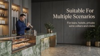 Conception de kiosque de bar de luxe tout-en-un, comptoir en marbre vert en forme de L, vitrine à pâtisserie intégrée, étagère de présentation, personnalisation 3D gratuite, OEM ODM