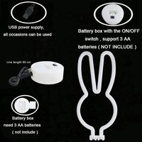Lampe néon de bureau USB/à piles, rose, couleur unique, en forme de lapin, pour la décoration de salon et de la maison