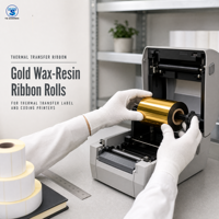 Pita Resin Biru 110mm*300m Thermal Transfer TTR Roll Anti Luntur untuk Printer Label Barcode Grosir Pabrik