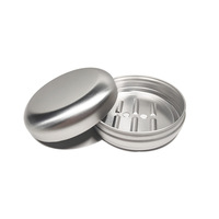 Boîte à savon en aluminium avec couche d'égouttage portable de voyage ronde 77*32mm avec logo personnalisé emballage avec trous d'eau drainants