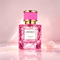 Flacon de parfum OEM en gros de qualité supérieure, vert, marron, noir, bleu, rose, violet, 50 ml, en verre facetté avec col doré