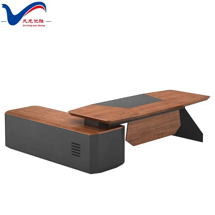 Wood Grain Executive Office Desk Customized Luxury Office Desk Powder Coated Metal Office Desk