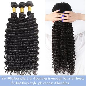 15A Echthaar-Extensions aus unbehandeltem Haar eines einzelnen Spenders, 100 % menschliches Haar, Deep Wave, maschinell doppelt gewebt, Großpackung, kann dauergewellt werden, für schwarze Frauen - Product Image 2