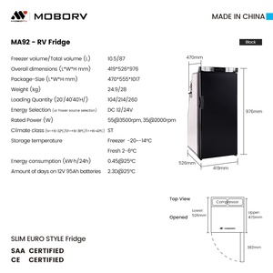 MOBORV Parte para Autocaravanas Electrodomésticos RV Nevera de Compresor Delgada de 12V CC para Caravanas 92L 75W R600a Certificada SAA CE Refrigerador para Furgonetas <span class=keywords><strong>Camper</strong></span> - Product Image 2