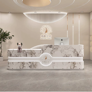 Modern <b>Simple</b> Wood Reception <b>Desk</b> for School Mall Beauty Salon Clothing Store Training Institution Hair Salon-White Adjustable - Product Image 1