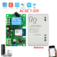 Interrupteur d'éclairage à commande à distance WIFI Tuya Smart Home System 10A AC/DC 7V-32V avec verrouillage automatique, interverrouillage, contact sec
