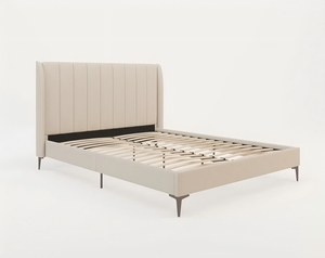 Cadre de <span class=keywords><strong>lit</strong></span> moderne en velours beige avec pieds en métal et rangement pour chambre à coucher, nouveau design, tailles Queen/Full/King 160x200 - Product Image 3