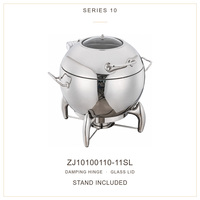 Chafing dish commercial en acier inoxydable pour buffet, avec couvercle rond à fermeture lente et charnière à amortissement par induction, pour maintien au chaud des aliments et soupes