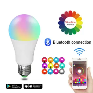 Многоцветная Регулируемая Wifi цветная RGB светодиодная смарт-лампа BT APP B22 , E27, Энергосберегающие Смарт-лампы, беспроводное освещение